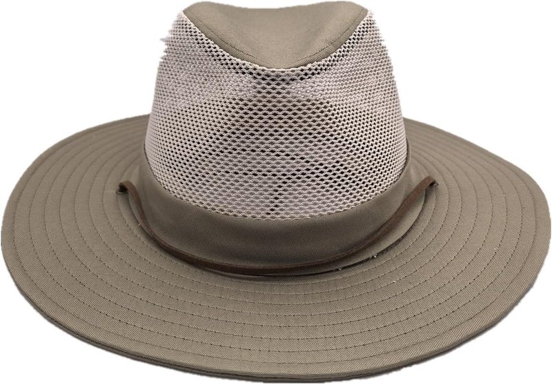 TUREVIEW Store Men's Flat Wide Brim Mesh Safari Outdoor Hat Panama Hat Travel Fishing Hiking with Windproof - Image 2
